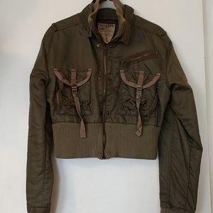 Cropped Combat Jacket, Dark Army Green